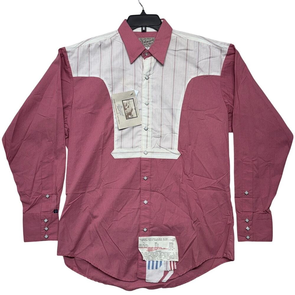 Vintage Deadstock Rockmount Relaxed Medium Sawtooth Pearl Snap Dealer Western